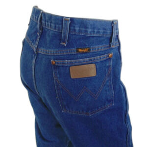 WRANGLER Vintage Jeans, 40x32, Med Blue, Zipper, Straight leg, Pockets